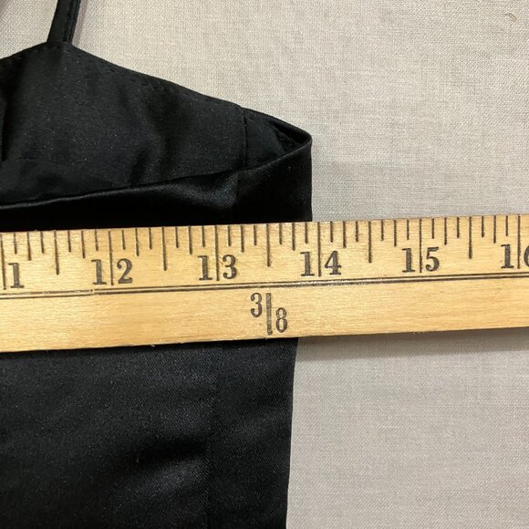 Future Collective Women's XS Black Holiday Sweetheart Bubble Satin Midi Dress - Picture 13 of 14